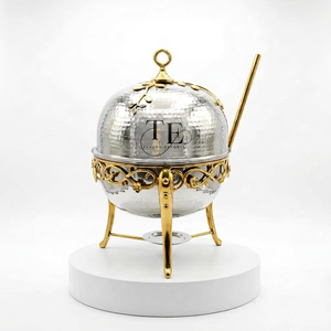 2026 High On Demandac Top Trending Round Style Chafing Dish With Ornate <b>Legs</b> With Lid High Quality Brass And Stainless Steel - Product Image 1