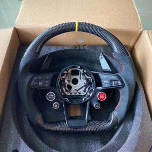 Volant de direction personnalisé en cuir et fibre de carbone pour <span class=keywords><strong>Audi</strong></span> <span class=keywords><strong>A6</strong></span> A6L A7 C7 A3 2010-2025 - Product Image 2