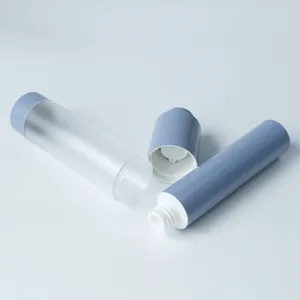 Factory Price 15ml 30ml 50ml Acrylic Lotion Luxury Blue Serum Matte PP Silver Pump Airless Jar Airless Pump Bottle