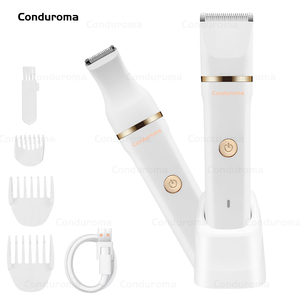 Recortadora de Bikini <span class=keywords><strong>para</strong></span> mujer, afeitadora de cuerpo húmedo/Seco, cabezales de hoja de cerámica reemplazables, maquinilla de afeitar de higiene masculina impermeable con recarga USB - Product Image 3