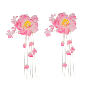 Nouvelle conception originale, accessoire pour cheveux de style antique fait main pour enfants, pince à cheveux à pompon en soie dégradée, Hanfu - Product Image 5