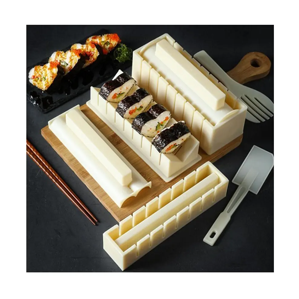 Pabrik Harga 10 Pcs SuShi Pembuat DIY Beras Jepang Bola Kue Roll Cetakan Sushi Multifungsi Rumput Laut Cetakan