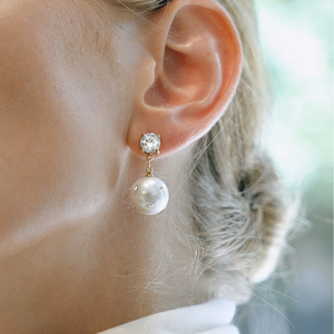 Faux Pearl Drop Earrings With Crystal Stud Gold Plated Stainless Steel Jewelry For Women Elegant Party <b>Wedding</b> <b>Accessories</b> - Product Image 2