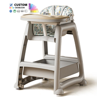 Nouveau Style sécurité réglable roue mobile infantile bébé salle à manger manger chaise en plastique bébé alimentation nourriture chaise haute avec Table à manger