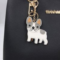 Porte-clés mignon en cuir avec motif de bouledogue français et de border collie, mini chiot, pendentif tendance, breloques pour sac à main