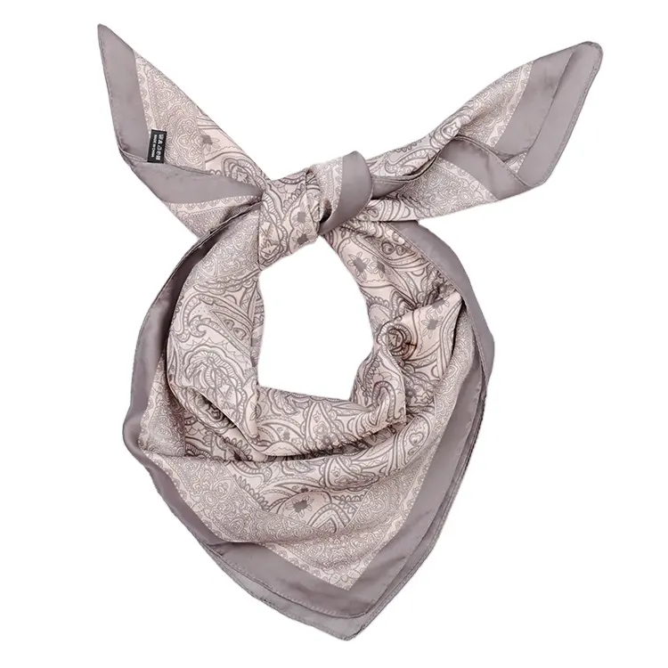Foulard carré élégant pour femme, écharpe en soie avec impression personnalisée, étiquette privée, 2020