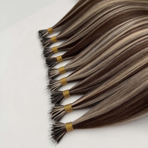 Virgin Human Hair Nano <b>Ring</b> Hair Extensions Wholesale Russian Nano <b>Ring</b> Extensions Raw Hair for Salon European Blond Ombre 1b - Product Image 5