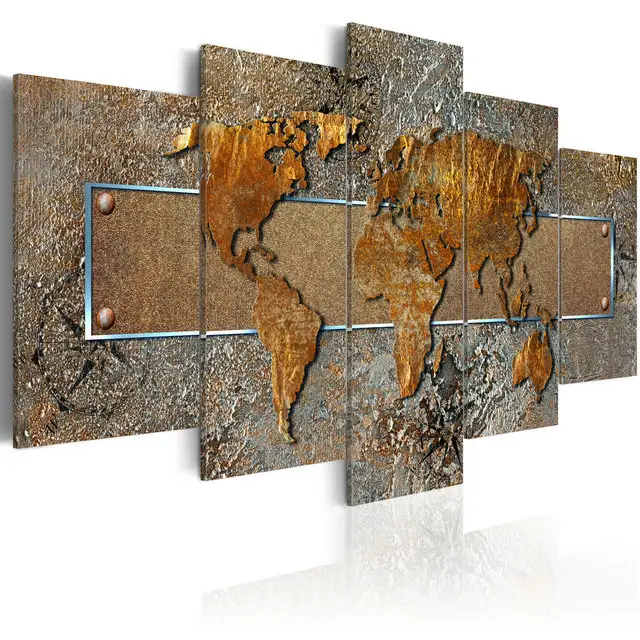 النفط جدار الفن صورة مطبوعة على القماش طباعة الجملة ريفي ديكور المنزل الأوروبي خريطة العالم مجردة البوب اللوحة