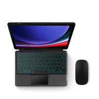 Sarung Tablet Keyboard nirkabel 12.4 inci, sarung kulit Pu untuk Samsung Galaxy Tab S7 FE S7 Plus S8 Plus