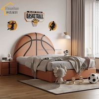 Meistverkauftes Modernes Basketball-Themen Kinderbett mit Stoff-Leder-Bezug in Muschelform, Weichem Design und Runden Beinen