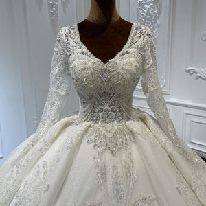 Jancember LSCJ31 Elegant V-neck Embroidery Ball Gown <b>Bridal</b> Wedding Dresses - Product Image 1