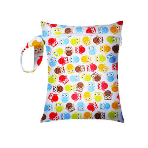 Tas Popok Bayi Tahan Air 16X20Cm, Tas Popok Kain Motif Ritsleting Tunggal Dapat Dipakai Ulang, Tas Basah Kering Popok Bayi - Product Image 6