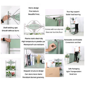 Étagère à fleurs en fer forgé à trois niveaux, style scandinave rétro moderne, mobile, durable, pour rangement au sol, <span class=keywords><strong>d</strong></span>écoration de jardin - Product Image 2