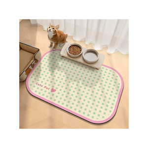 Checkered Pet Food <b>Mat</b> Oval PVC Waterproof For <b>Cats</b> And Dogs - Product Image 5