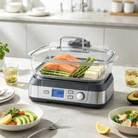 Cuiseur vapeur électrique en verre numérique sans BPA de 5 L avec écran LCD, 5 modes de cuisson prédéfinis, minuterie de 60 minutes, compatible lave-vaisselle, pot en verre
