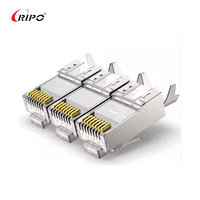 Conectores Ethernet RJ45 Blindados CAT6A/CAT7, Chapados en Oro de 50um, Conectores Modulares 8P8C para Cables FTP/STP, Bloques de Terminales, Marca Ripo