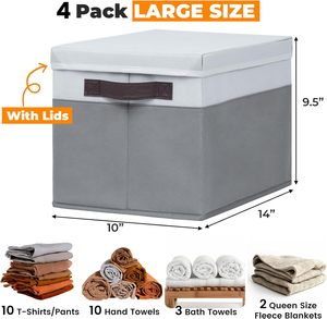 Fabrcic Closet <b>Storage</b> Baskets Bins with Lids Closet Organizers Cubes <b>Storage</b> Box for <b>Clothes</b> Toys Blanket - Product Image 2