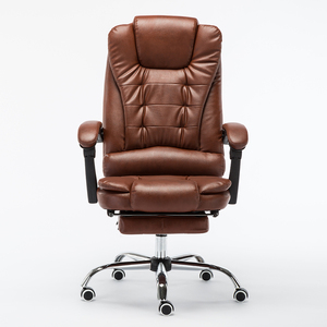 Schienale alto, sedia girevole in pelle morbida e confortevole, poltrona da ufficio di lusso con massaggio al Computer e poggiapiedi - Product Image 5