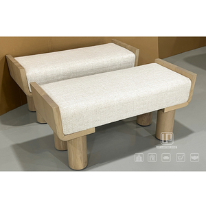 Premium Quality <b>Office</b> Building Living Room <b>Stool</b> Rectangle Solid Wood <b>Stools</b> Ottomans With White Cushion Living Room <b>Stool</b> - Product Image 3