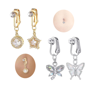 Vàng Bướm Cơ Thể Thép Không Gỉ Đồ Trang Sức Giả Rốn Xỏ Râm Bụng Nút Nhẫn Giả <span class=keywords><strong>Clip</strong></span> Trên Không Xỏ Rỏ Bụng Vòng - Product Image 1