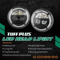 Phare LED rond de 7 pouces à faisceau haut/bas, blanc et ambre, avec yeux d'ange DRL et clignotants LED pour moto et Jeep Wrangler