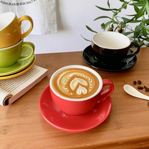 ชุดแก้วกาแฟเซรามิกสไตล์ยุโรป 300 มล. แก้วกาแฟสีสันสดใสพร้อมจานรอง - Product Image 5