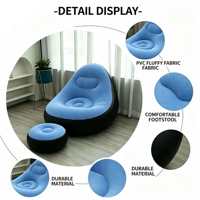 Meilleures ventes : Ensemble de canapé gonflable moderne d'extérieur avec repose-pieds, fauteuil inclinable floqué à coussin d'air et dossier, pour salon et espace détente
