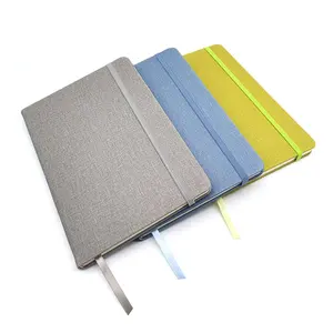 Atacado a5 diário simples pu cobertura de pano tecido limite coluna em branco impressão de linho marca de capa dura livro diário notebook