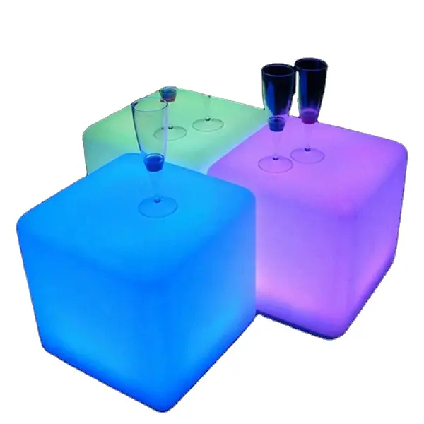 cube set table outdoor dining set/ Led light cube table seat/ glow cube seat chair