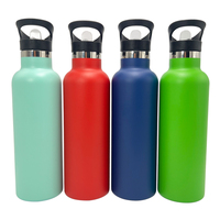Bouteille d'eau sport isotherme en acier inoxydable à double paroi, personnalisable, portable, à large ouverture, avec différents couvercles, vente en gros