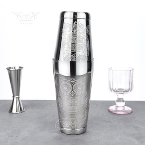 Tùy Chỉnh 850Ml + 550Ml Thanh Sử Dụng Cocktail Shaker Khắc Mô Hình Boston Phong Cách Trộn Thép Không Gỉ Bartender Đồng Barware - Product Image 3