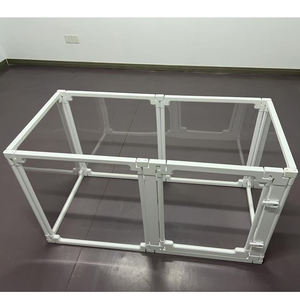 Corralito de acrílico transparente para perros, fácil de montar, bolígrafo transparente para mascotas, valla de plástico resistente para cachorros con ruedas para gato conejito - Product Image 2