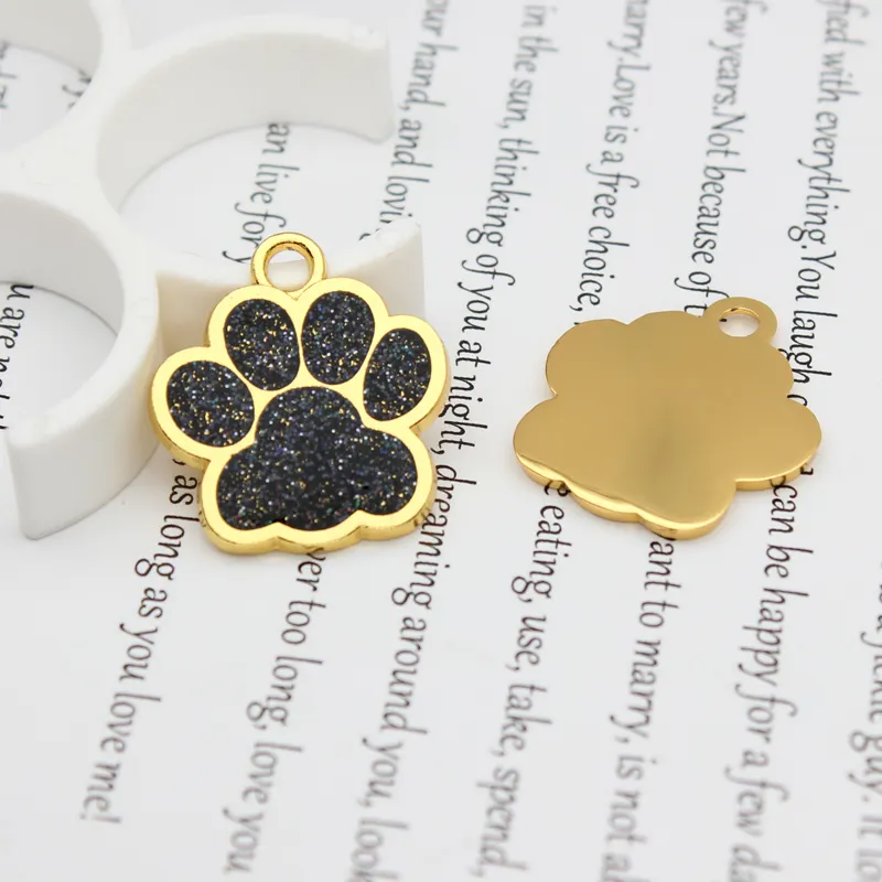 Name Logo Engravable Gold Plated Zinc Alloy Paw Cremation Pendant Pet Urn Necklace For Ashes Dog Paw Pendant For Necklace