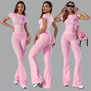 Conjunto de Yoga para Mujer, Pantalones Cortos Acampanados, <span class=keywords><strong>Ropa</strong></span> Deportiva para Gimnasio, Fitness, Ejercicio, Running, <span class=keywords><strong>Ropa</strong></span> Deportiva sin Costuras - Product Image 2