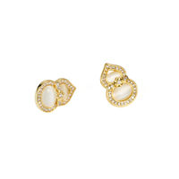 TANGPEI Boucles d'oreilles en alliage d'or et zircon en forme de gourde pour femmes, bijoux tendance