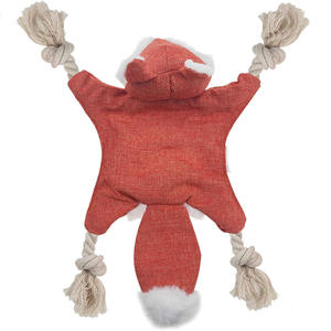 Giocattolo per Cani a Forma di Volpe Arancione in Peluche con Squeaker, Senza Imbottitura, Resistente, con Occhi Ricamati e Corda di Cotone - Product Image 3