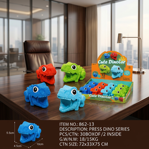 Voiture à friction en plastique à inertie pour enfants de 2 à 4 ans, jouet éducatif interactif à piles AA, modèle dinosaure à presser et à glisser - Product Image 4