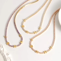 Collar de cadena de tenis chapado en oro y cobre con nombre personalizado, estilo vintage, con circonitas, regalo para fiesta de mujer, ideal para dropshipping.