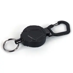 Llavero Retráctil, Mosquetón de Alta Resistencia, Soporte para Insignia, Carrete de Identificación de Enfermera Negro con Cordón Retráctil de Acero de 31,5 Pulgadas