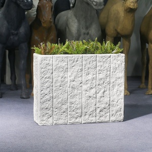 Jardinière rectangulaire autoportante en fibre de verre de style nordique pour extérieur, design <span class=keywords><strong>imitation</strong></span> <span class=keywords><strong>pierre</strong></span> extra-large - Product Image 2