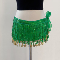 Vente en gros de pièces de broderie perlée bon marché fabriquées à la main enveloppent la taille des hanches châle écharpe ceinture pour danse orientale du ventre écharpes de performance