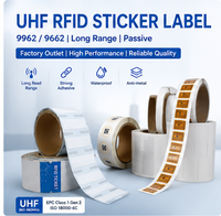 Étiquette RFID UHF Cardy en rouleau 860-960 MHz EPC Gen2 ISO18000-6C, autocollant passif longue portée pour la logistique, l'inventaire et la gestion des actifs d'entrepôt