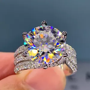 Trang Sức CAOSHI Nhẫn Đeo Tay Đính Đá Zircon Lấp Lánh Kim Cương Đám Cưới Màu Bạc Nhẫn Cô Dâu Đính Hôn Đám Cưới Tùy Chỉnh