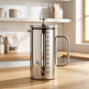 Cafetera Francesa Premium con Ventana Transparente para Ver el Nivel del Café, Mango de Bambú, Vidrio Resistente al Calor, Base Antideslizante - Product Image 5