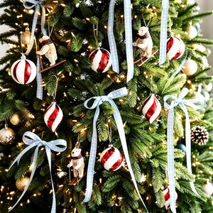 Lazos de satén preatados con lazo retorcido de cuadros de gingham y cuadros burlap para colgar <span class=keywords><strong>en</strong></span> el árbol de Navidad, para envolver pasteles y bolsas de regalos - Product Image 5