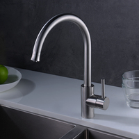 Robinet de cuisine classique en acier inoxydable 304, à levier unique, monté sur le pont, finition nickel brossé, robinet de lavabo