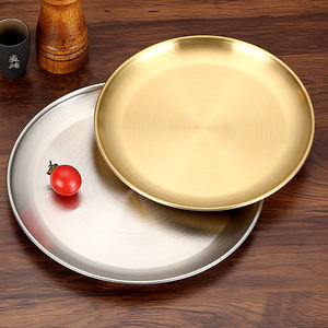 Logo personnalisé Vente en gros 6 7 8 9 10 12 Pouces Plat de table Incassables Assiettes Plaque en acier inoxydable métal plaqué or argent - Product Image 3