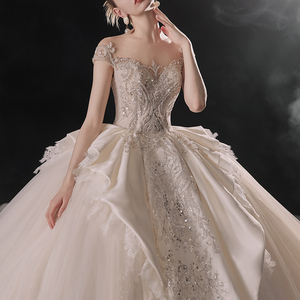Robe de mariée de luxe de Dubaï, nouvelle collection de robes de mariée, 100% photos réelles, manches courtes, robe de mariée <span class=keywords><strong>arabe</strong></span> Lsmx057 - Product Image 6