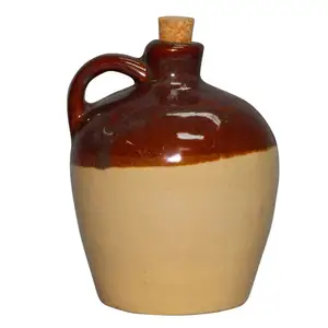 Eski moda Retro erkekler baba hediye kahverengi likör şarap konteyner Terracotta seramik viski saplı şişe mantar bakır
