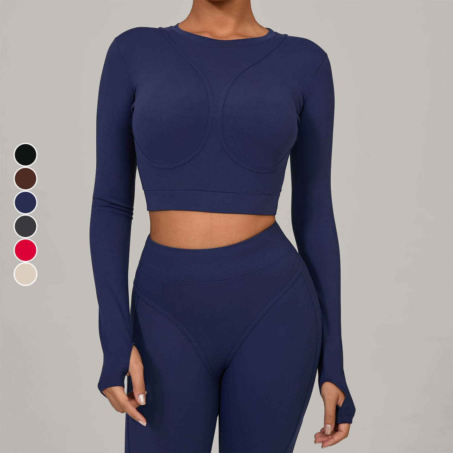 Ladies' High-Intensity Long-Sleeved Fitness Top Breathable and Recyclable Yoga and Pilates Running Sports Wear